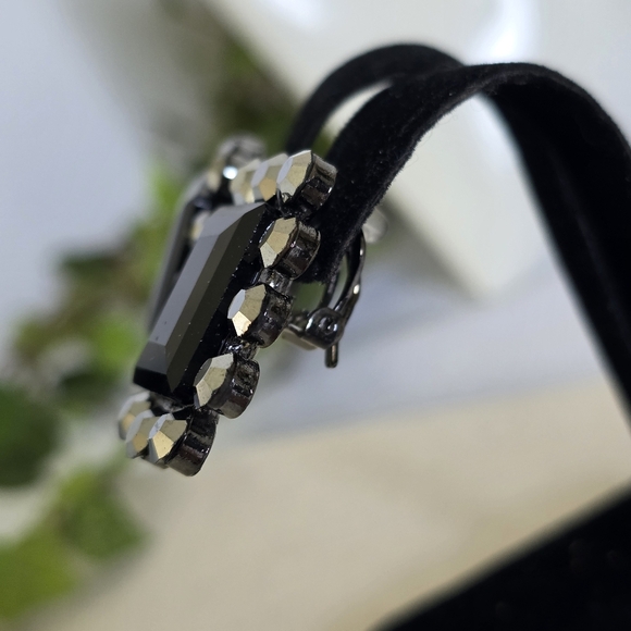 Silver and Black Glam Clip On Earrings - Picture 4 of 9